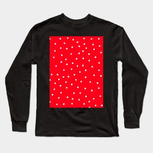 Red and White Polka Dots Pattern Long Sleeve T-Shirt